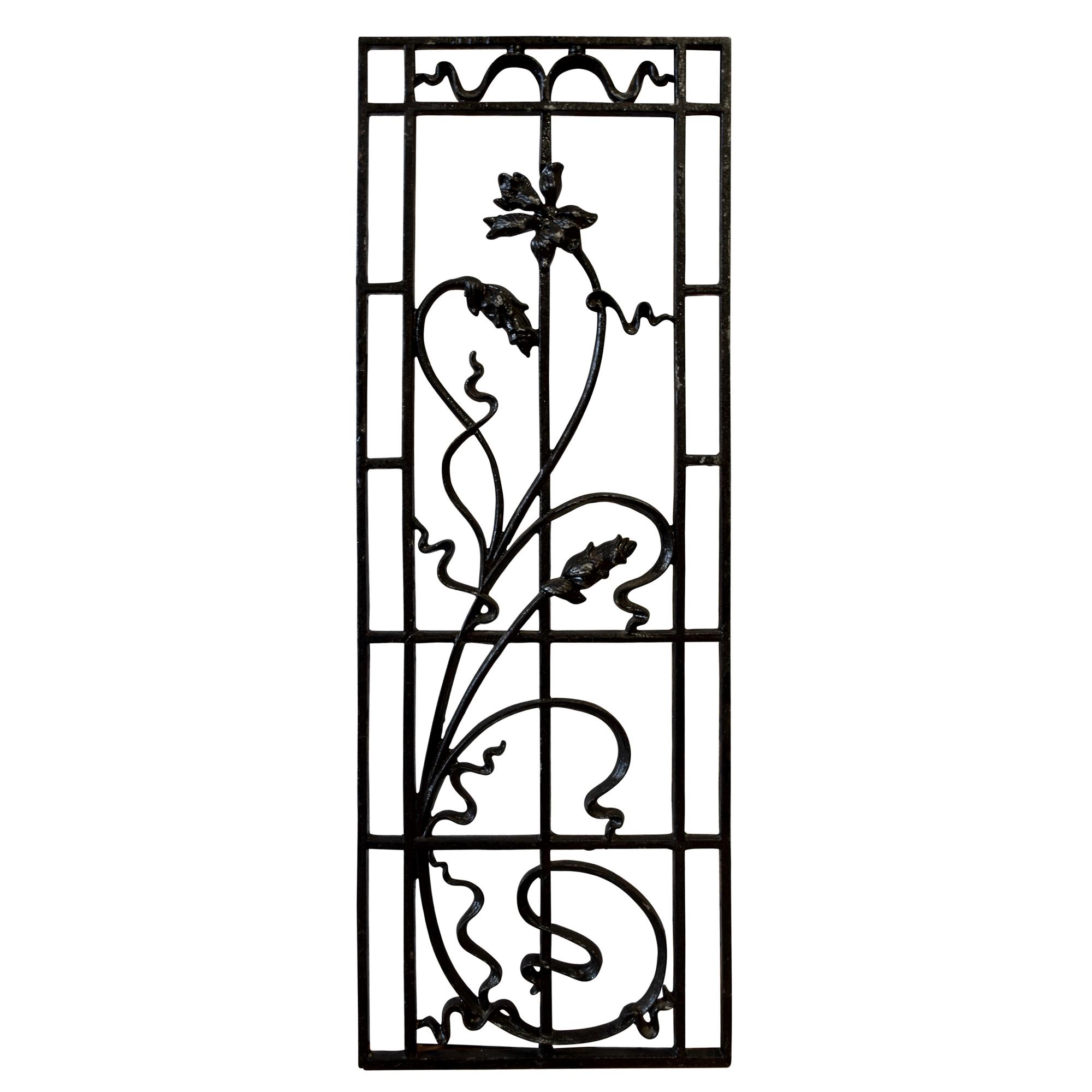 An Art Nouveau Iron Panel 13" W x .75" D x 37" H — France, Circa 1900