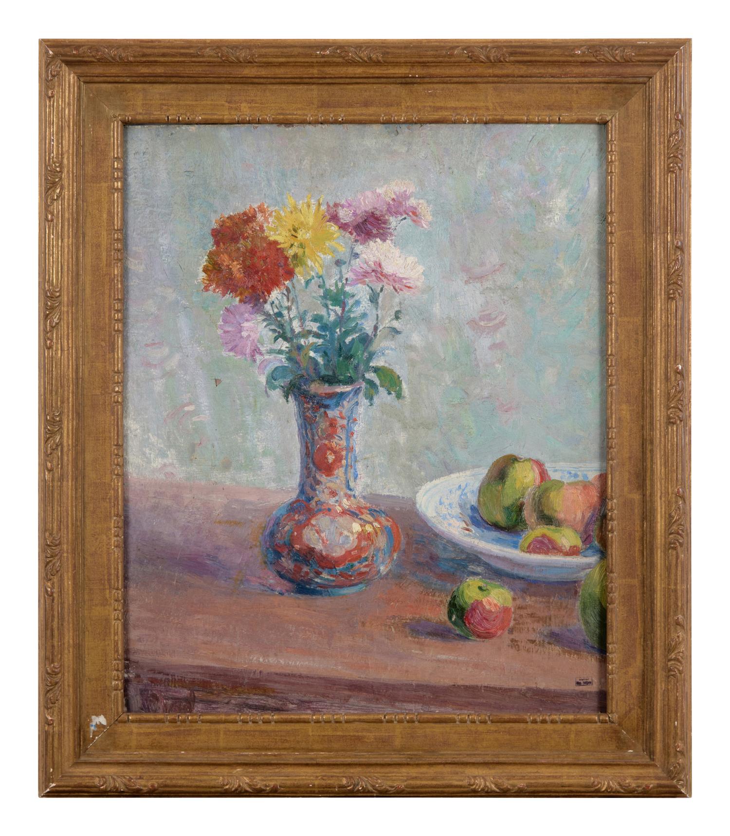 Nature Morte aux Pommes et Chrysanthèmes