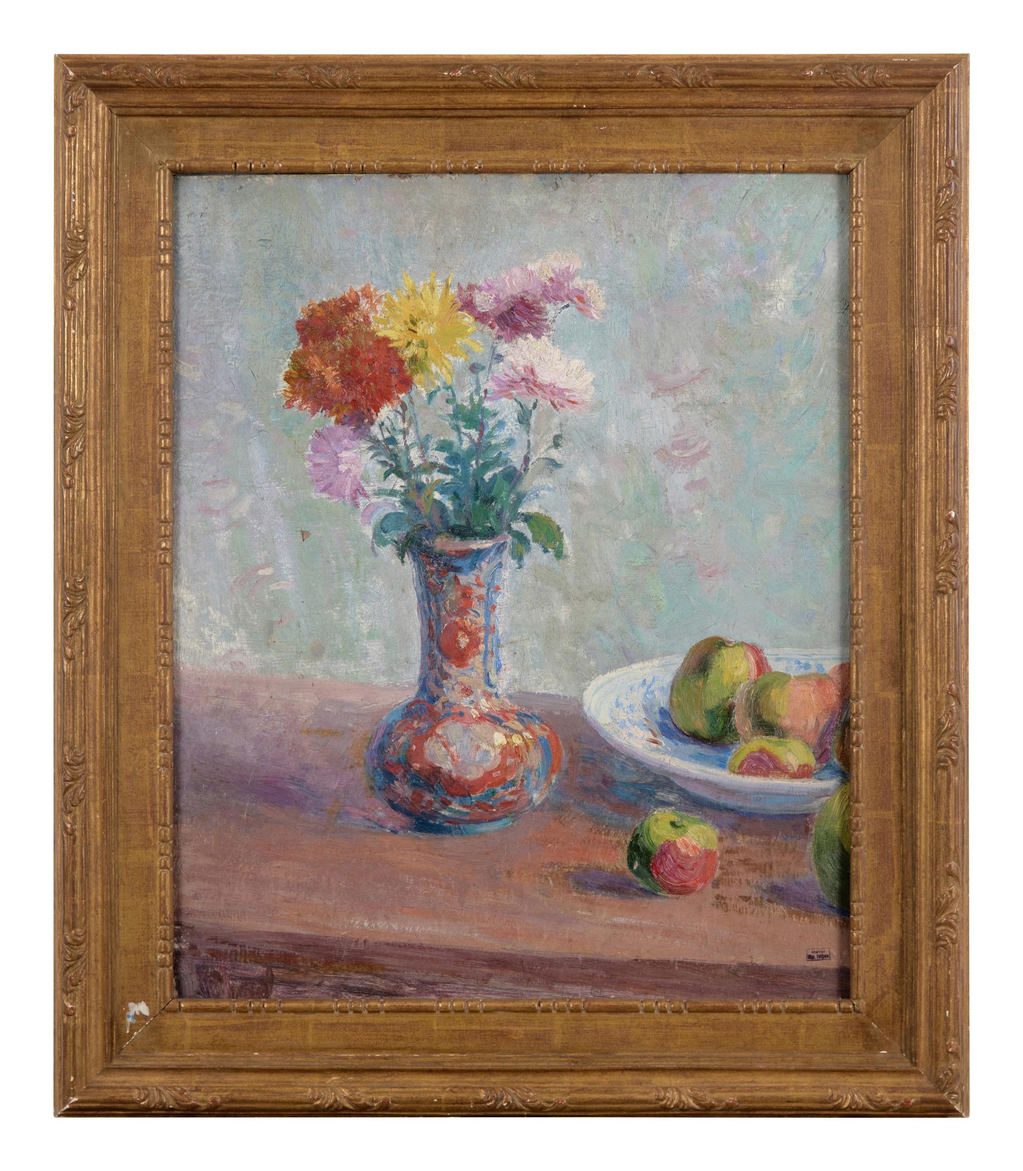 Nature Morte aux Pommes et Chrysanthèmes