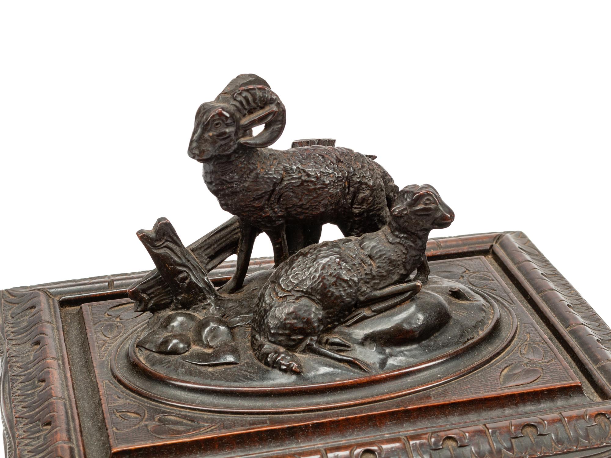 Three Black Forest Carved Wood Humidors
