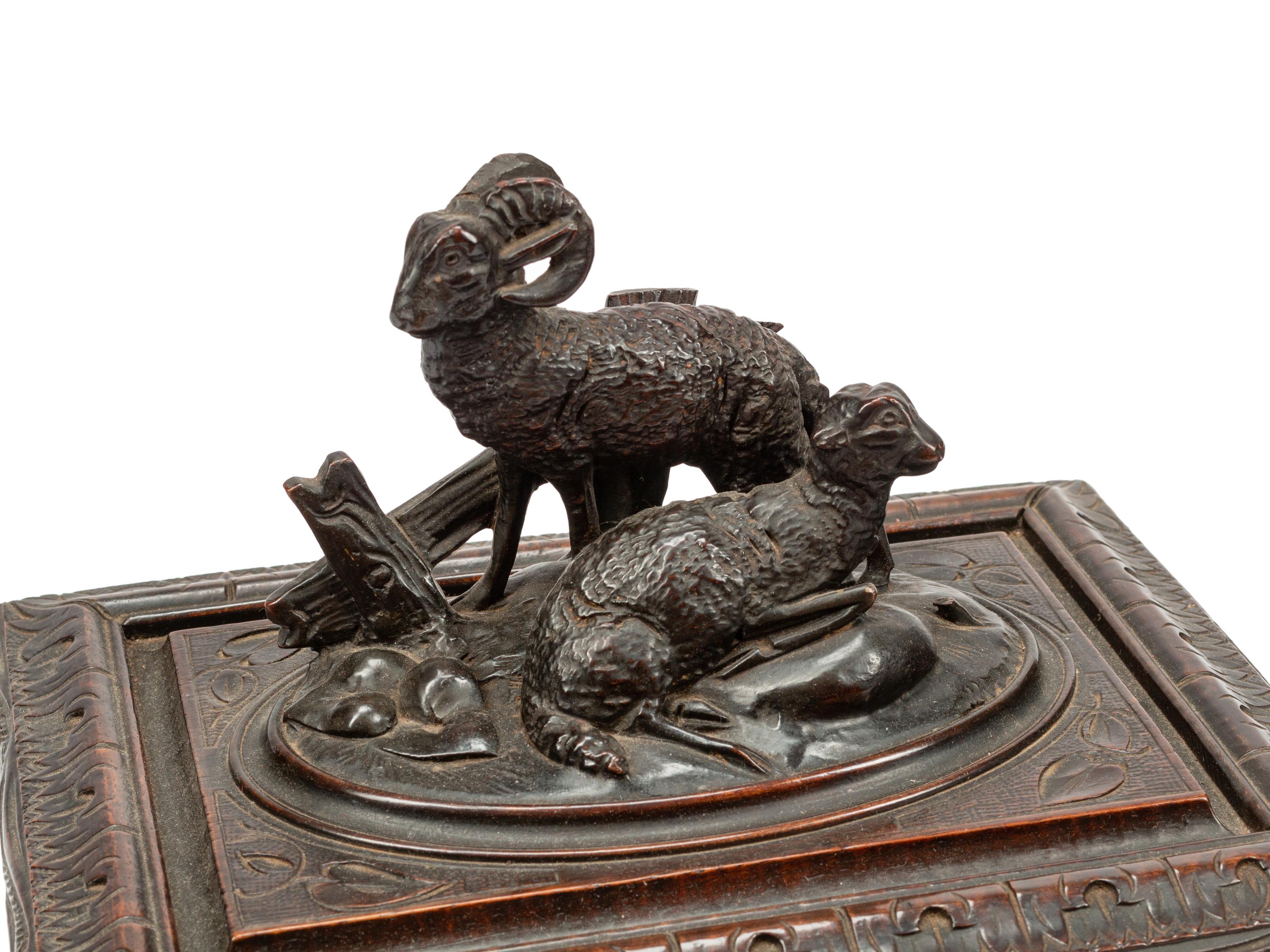 Three Black Forest Carved Wood Humidors