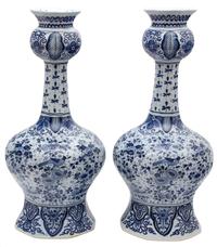 A Pair of Delft Earthenware Vases Height 20 inches. — MID 20TH CENTURY
