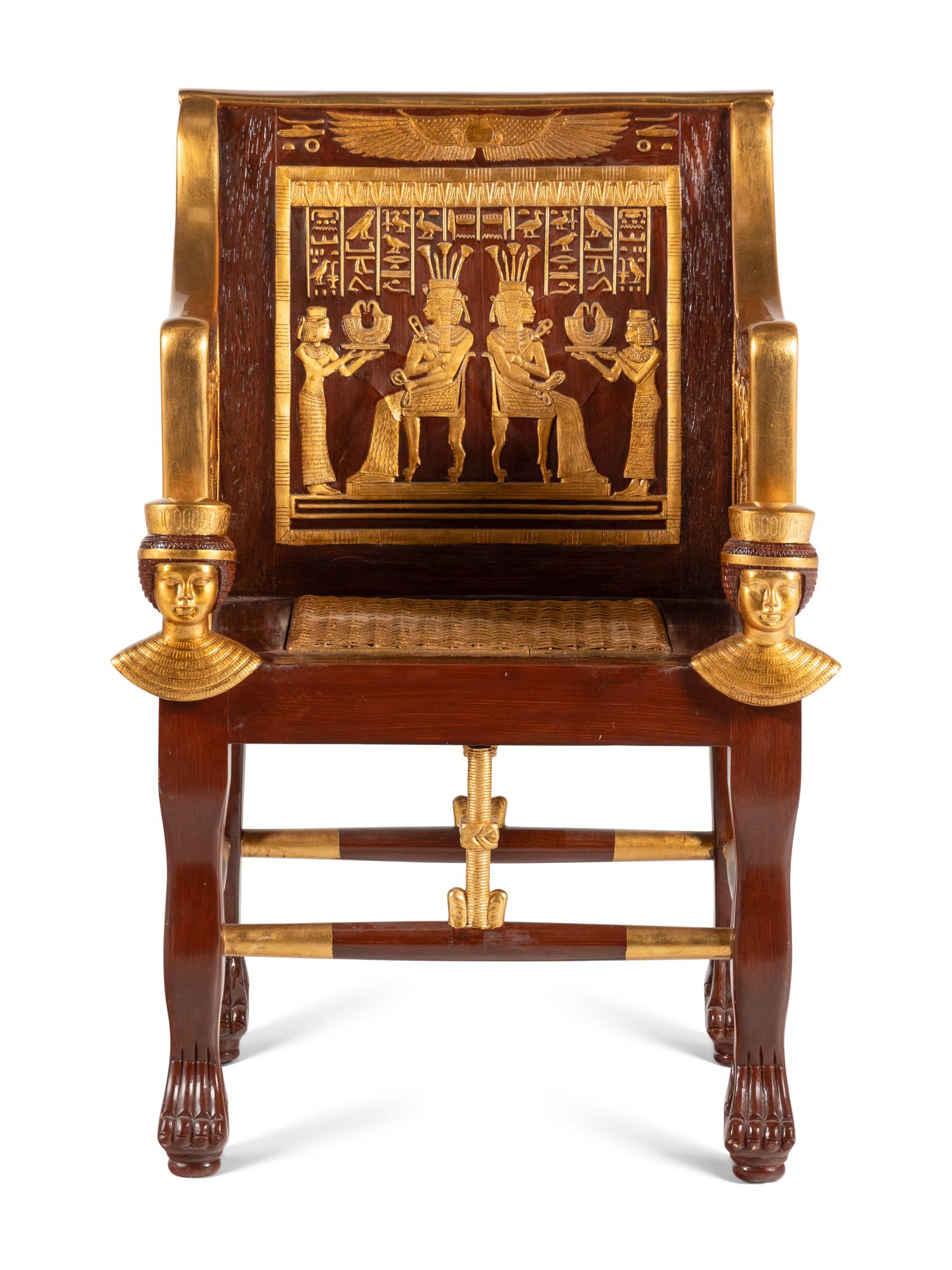 An Egyptian Revival Throne Chair