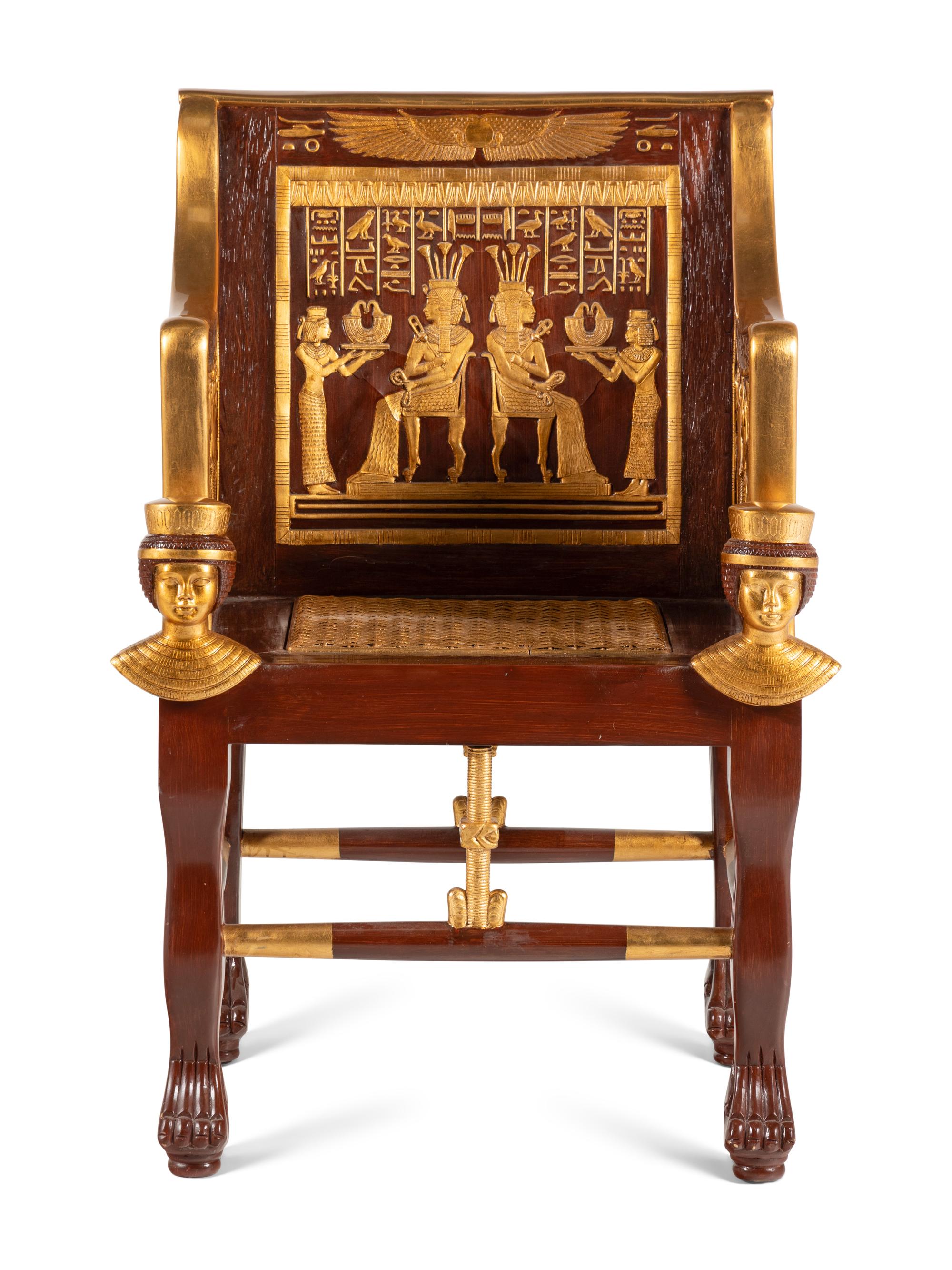 An Egyptian Revival Throne Chair