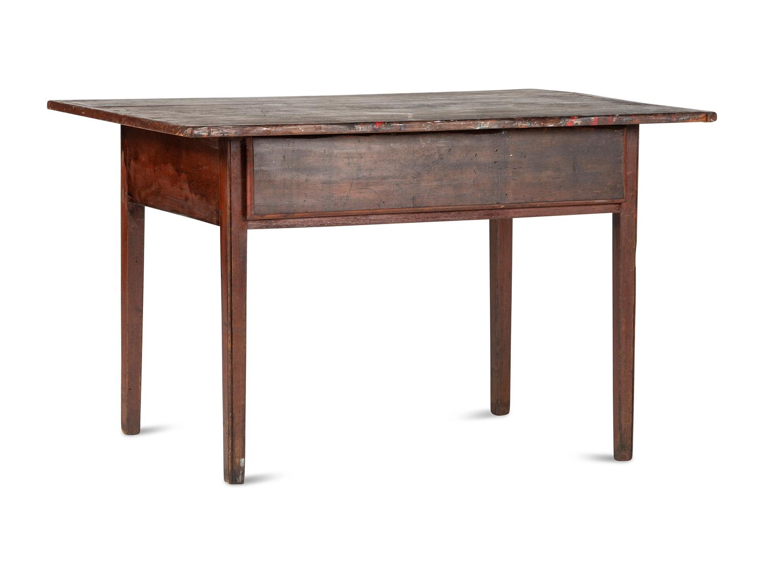 A Country Federal Stained Pine One-Drawer Work Table