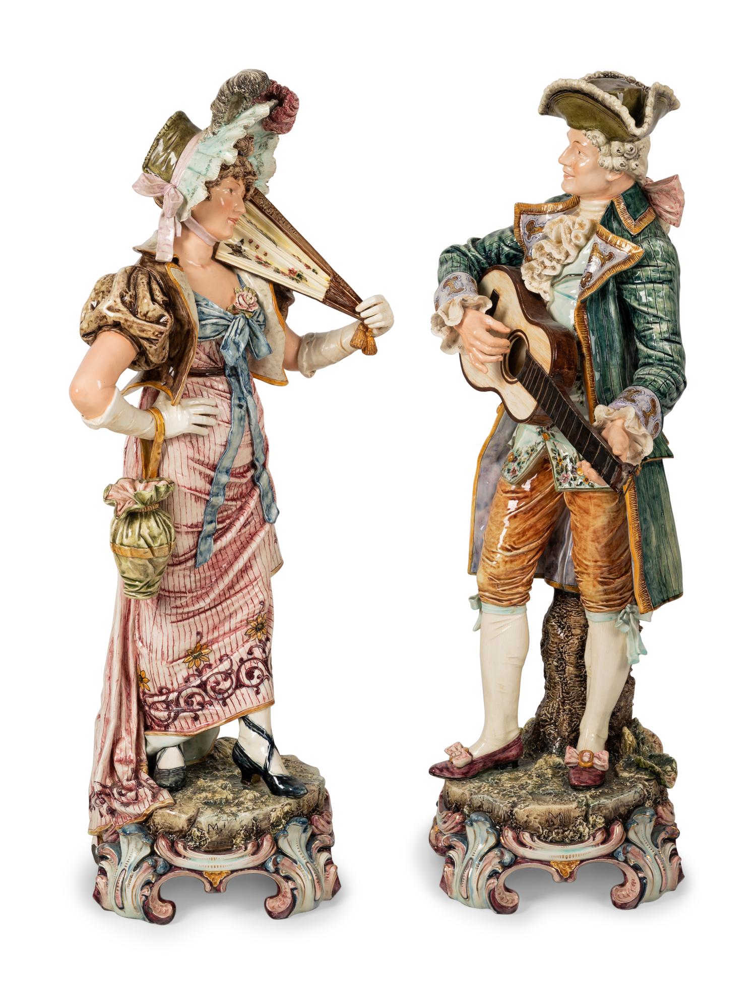 A Pair of Continental Majolica Figures