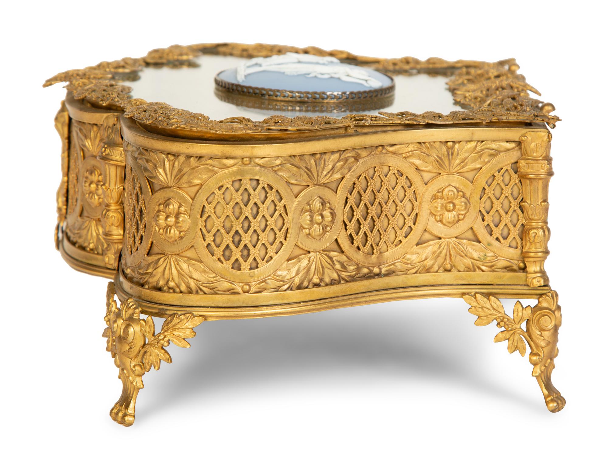 A French Gilt Metal Jewelry Casket