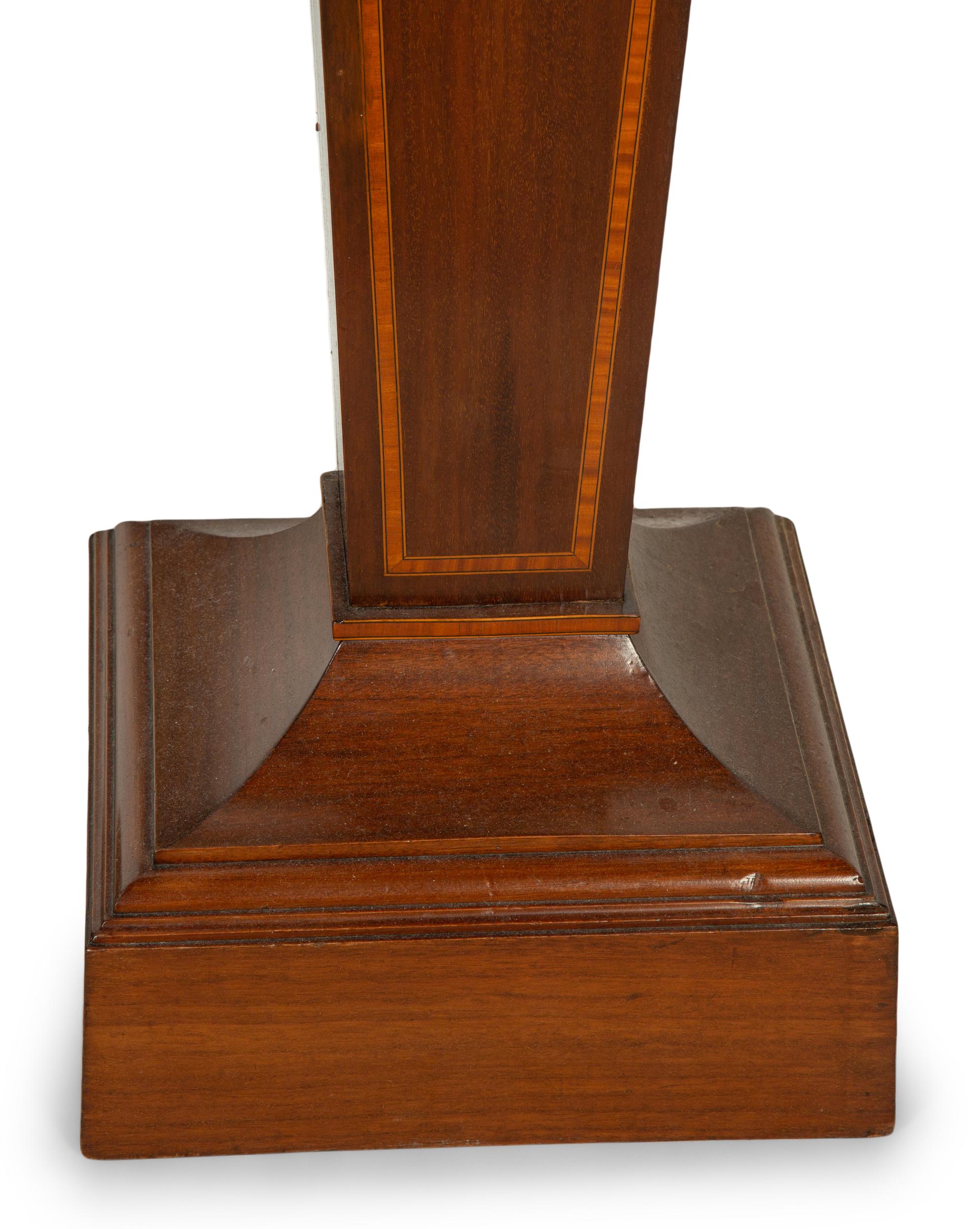 A Pair of Edwardian Style Satinwood Inlaid Mahogany Pedestals