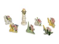 A Collection of Dresden Porcelain Place Cards, Holders and Napkin Rings