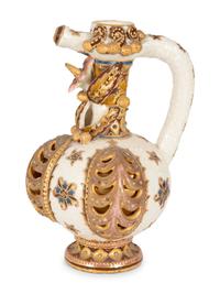 A Continental Polychrome and Gilt-Encrusted Porcelain Ewer — 19TH CENTURY