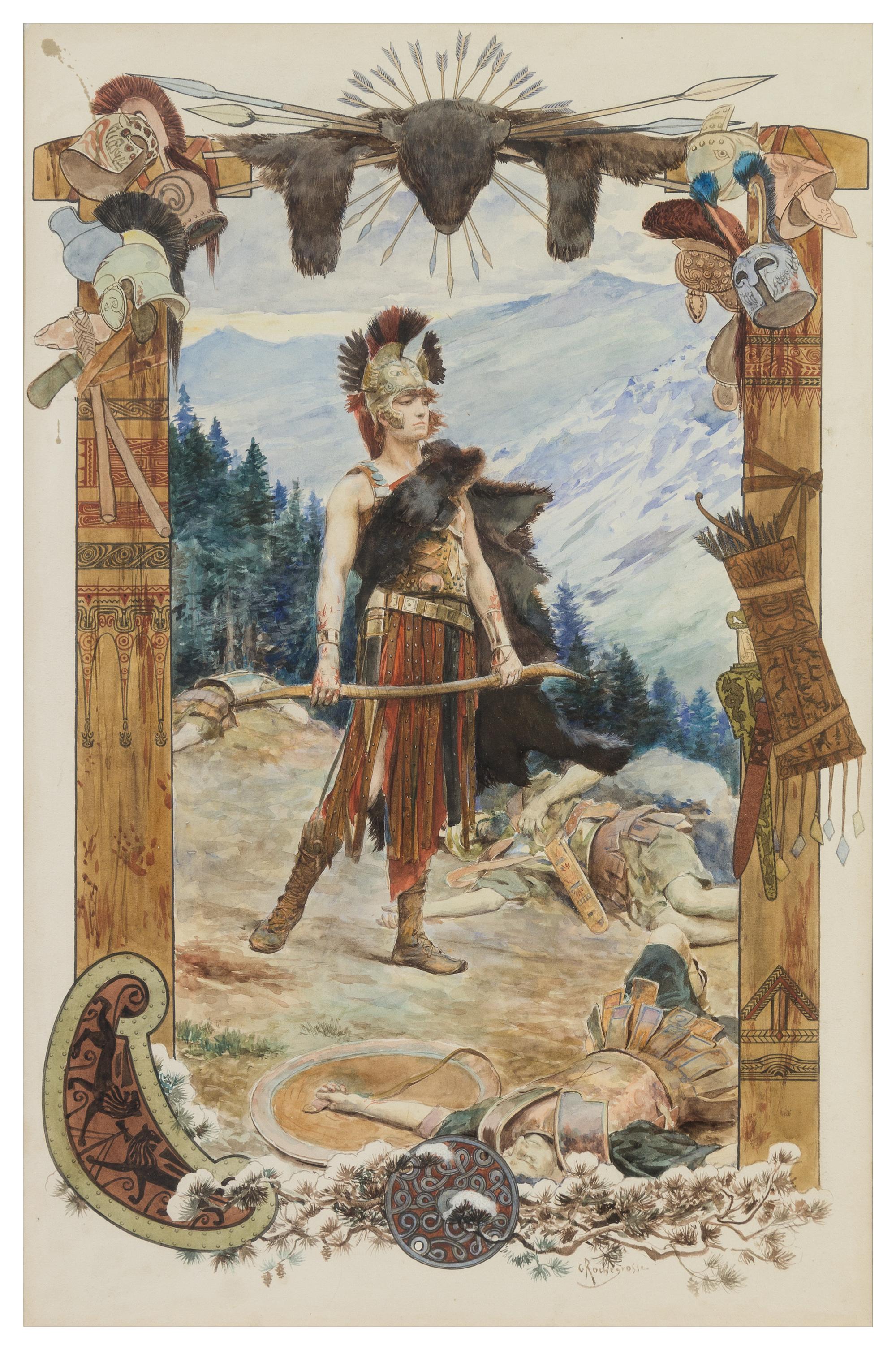 Georges Antoine Rochegrosse, (French, 1859-1938), Chilparic Victorious Over Sigebert