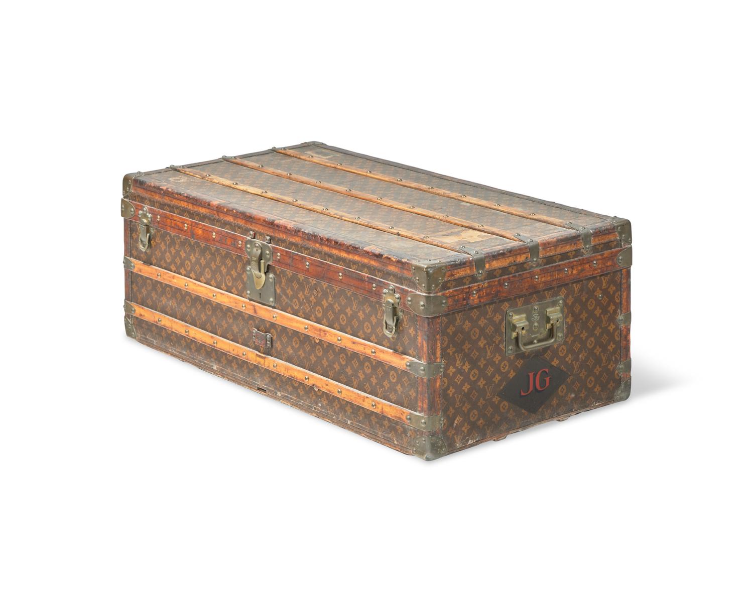 A Louis Vuitton Monogrammed Canvas Hardsided Trunk with 'JG' Monogram