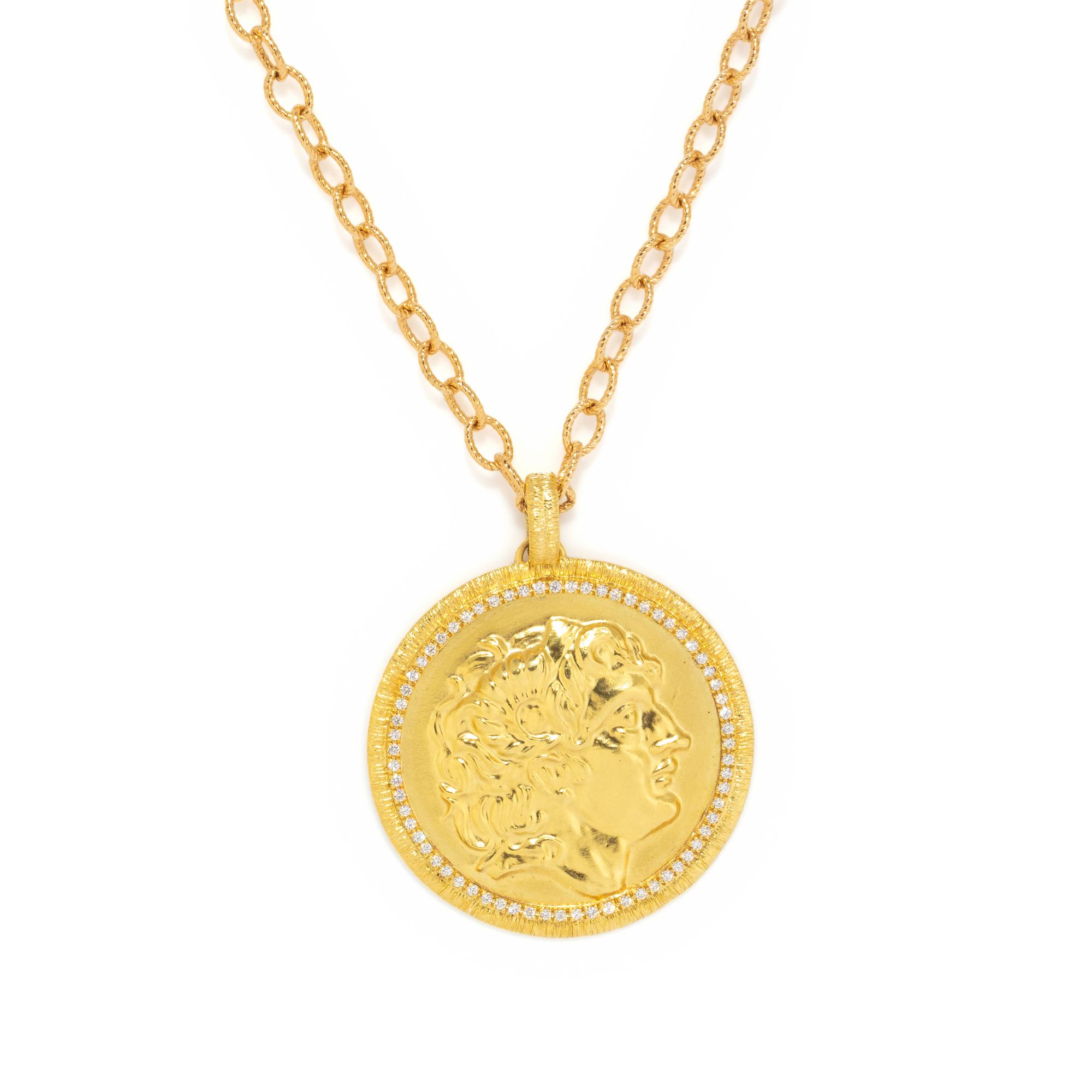 LALAOUNIS, YELLOW GOLD AND DIAMOND PENDANT NECKLACE