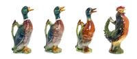Four Majolica Zoomorphic Ewers Height of first 13 3/8 inches. — ST. CLEMENT MANUFACTURE, LATE 19TH CENTURY