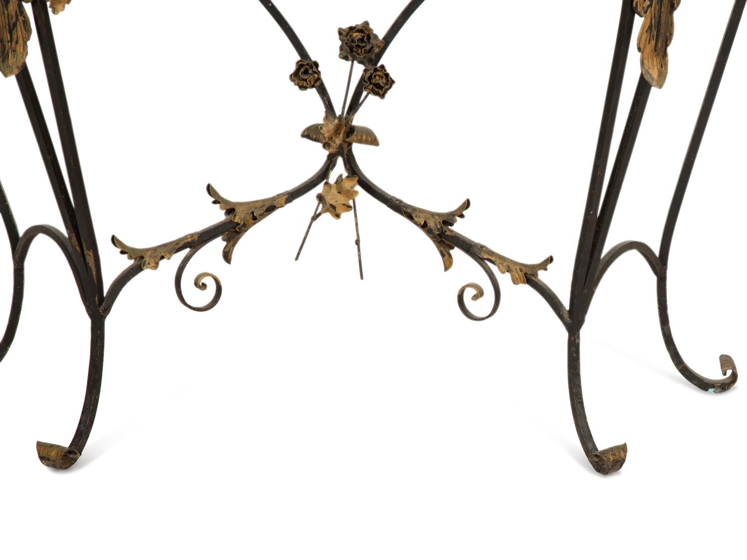 A Parcel Gilt Wrought Iron Marble-Top Console Table