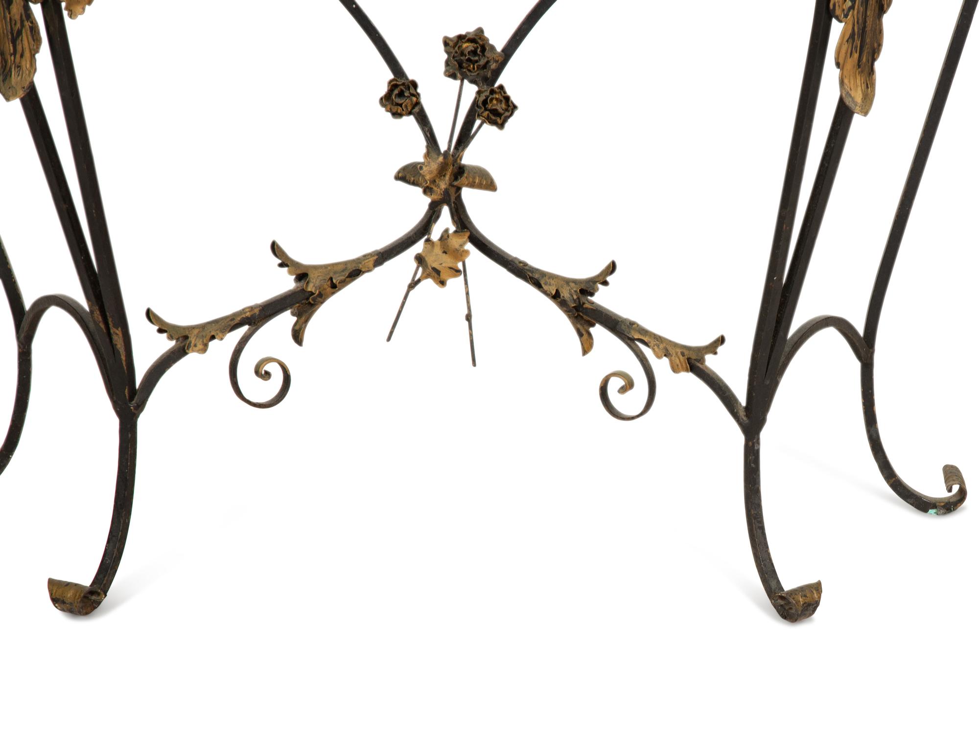 A Parcel Gilt Wrought Iron Marble-Top Console Table