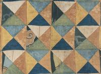 A Tibetan Silk Patchwork Offering Cloth and A Tibetan Rug