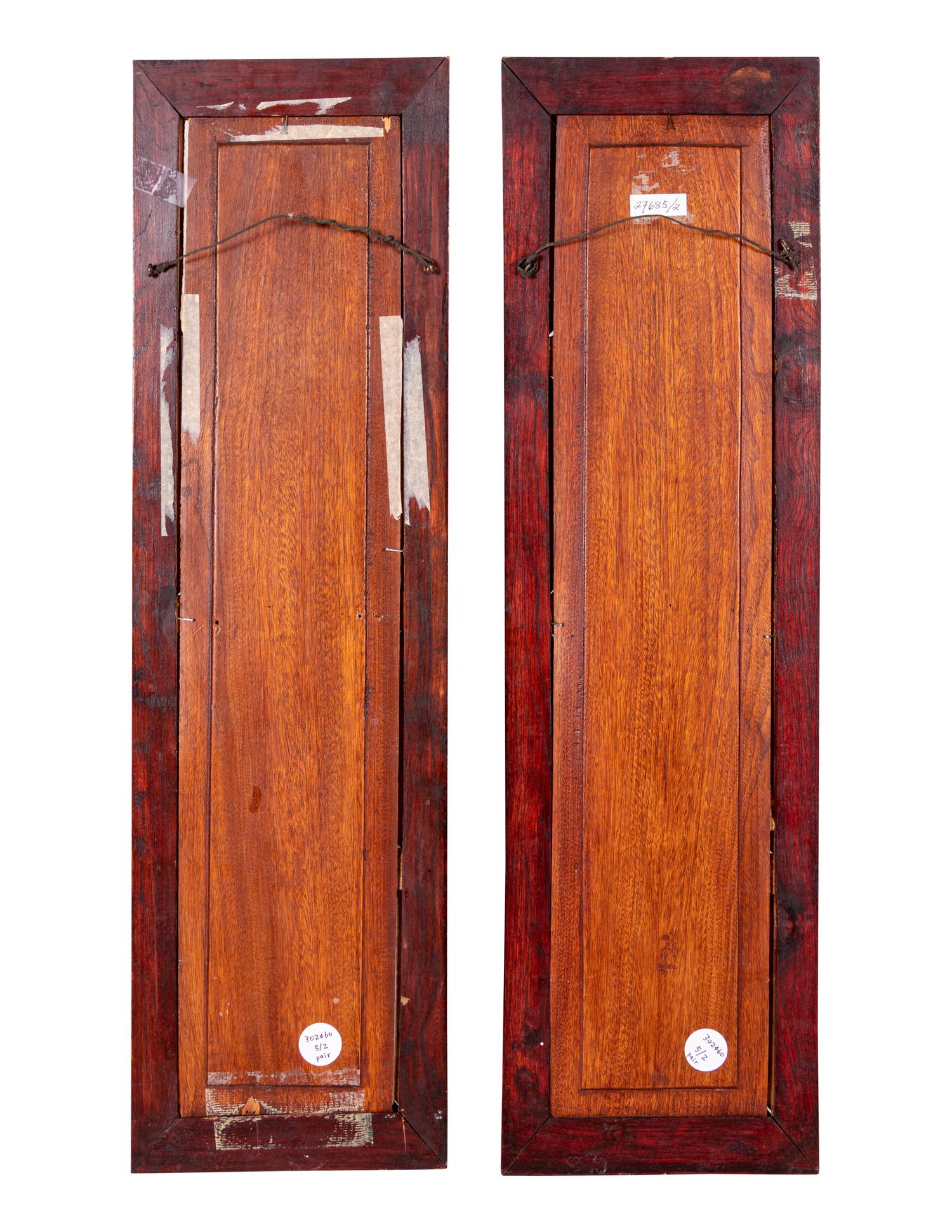 A Pair of Famille Rose Porcelain Inset Wall Panels