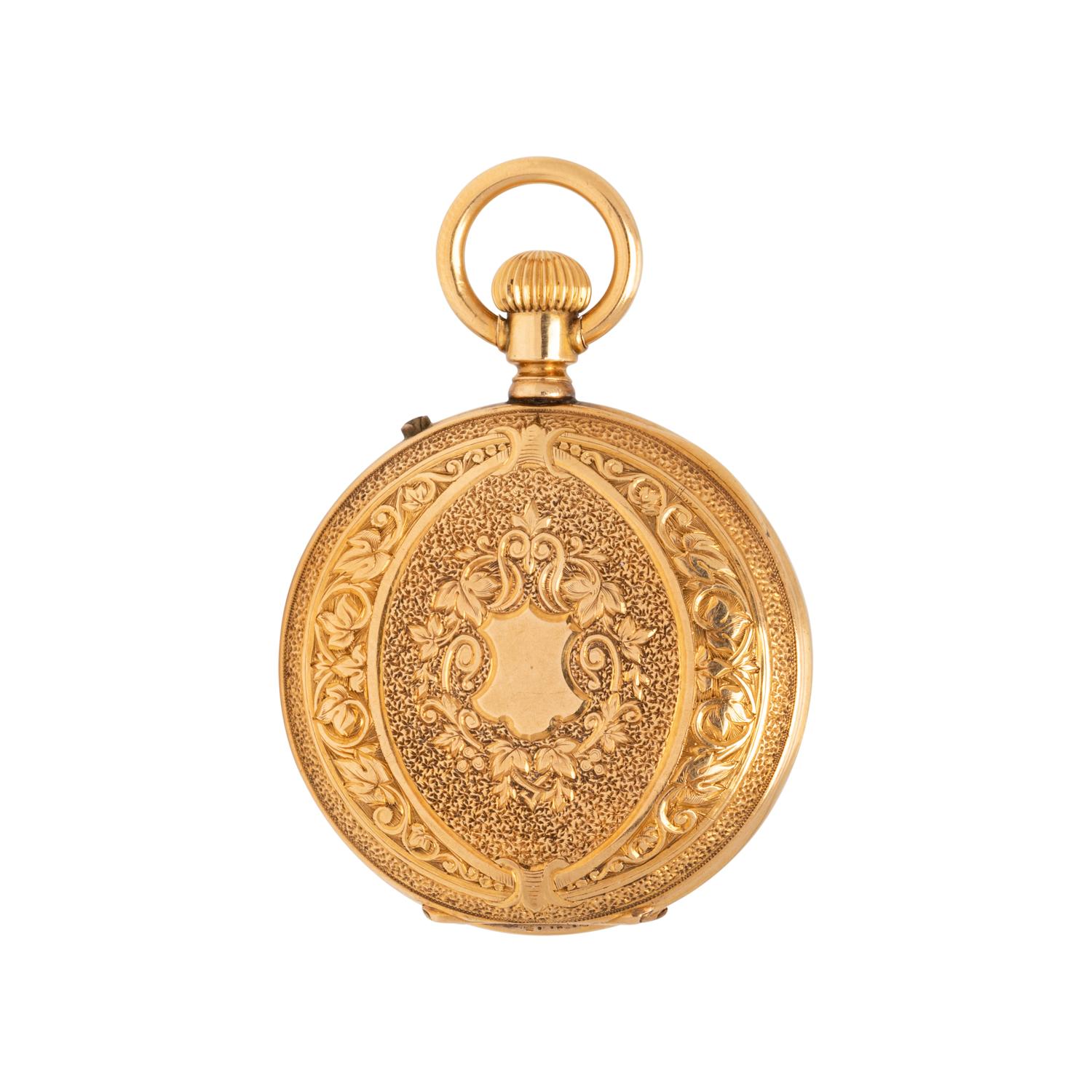 18K YELLOW GOLD AND ENAMEL DEMI-HUNTER POCKET WATCH