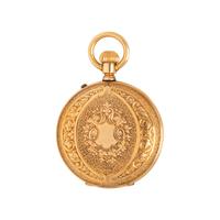 18K YELLOW GOLD AND ENAMEL DEMI-HUNTER POCKET WATCH