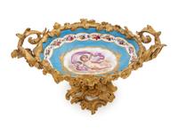 Two Sèvres Style Gilt Bronze Mounted Porcelain Articles