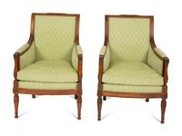 A Pair of Directoire Style Mahogany Bergeres