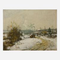 Gilbert Gaul (American, 1855-1919) Industrial Winter Landscape