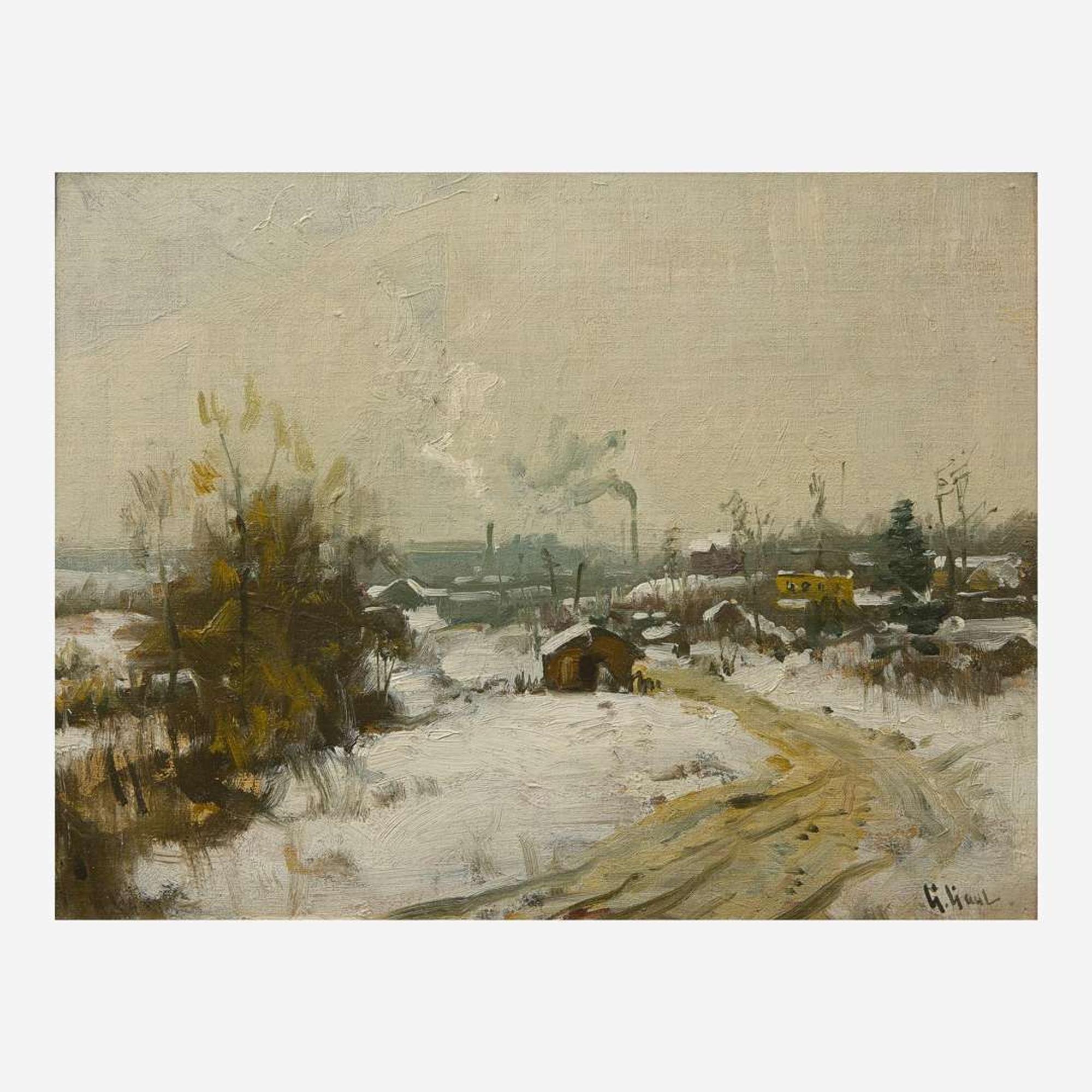 Gilbert Gaul (American, 1855-1919) Industrial Winter Landscape