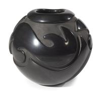 Carved Blackware Pottery Jar