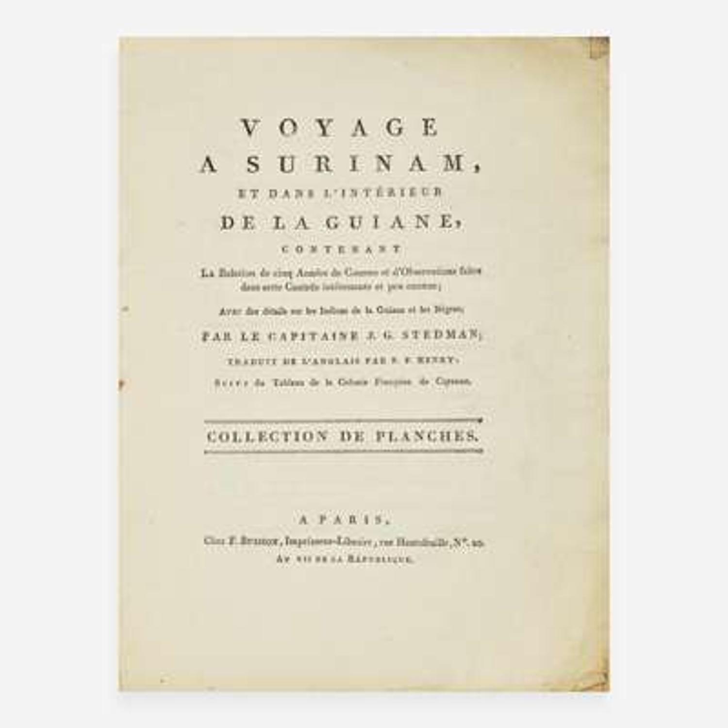 [Travel & Exploration] Stedman, J(ohn). G(abriel). Voyage a Suriname, et dans l'Interieur de la Guiane...