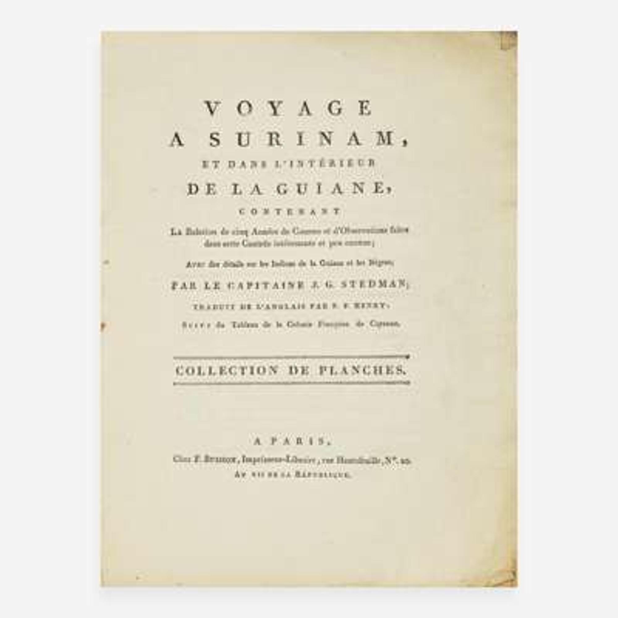 [Travel & Exploration] Stedman, J(ohn). G(abriel). Voyage a Suriname, et dans l'Interieur de la Guiane...