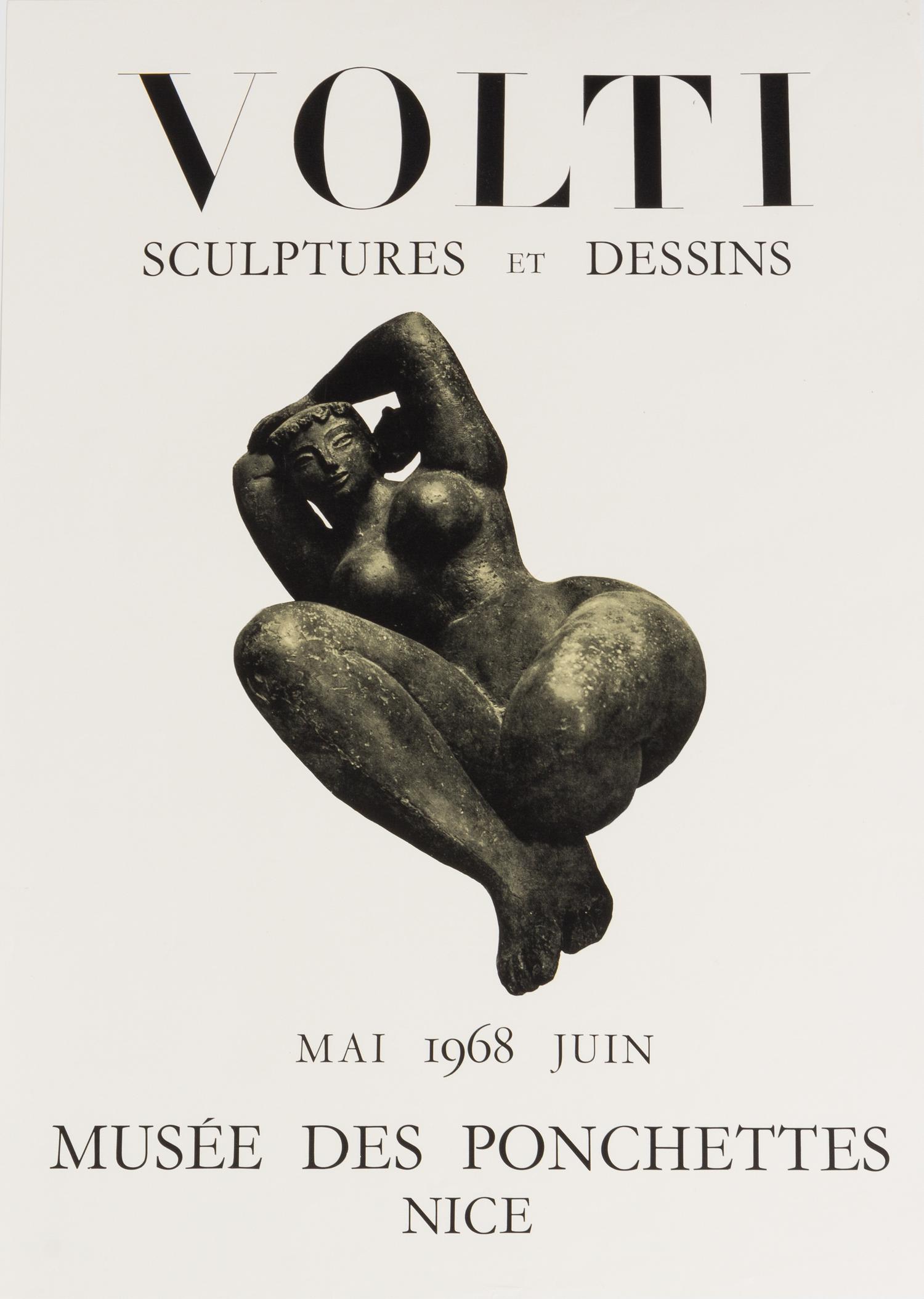 After Antonuicci Voltigerio Volti, (French/Italian, 1915-1989), Sculptures et Dessins, Musee des Ponchettes Exhibition Poster