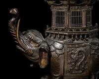 A Japanese Bronze Elephant-Form Incense Burner