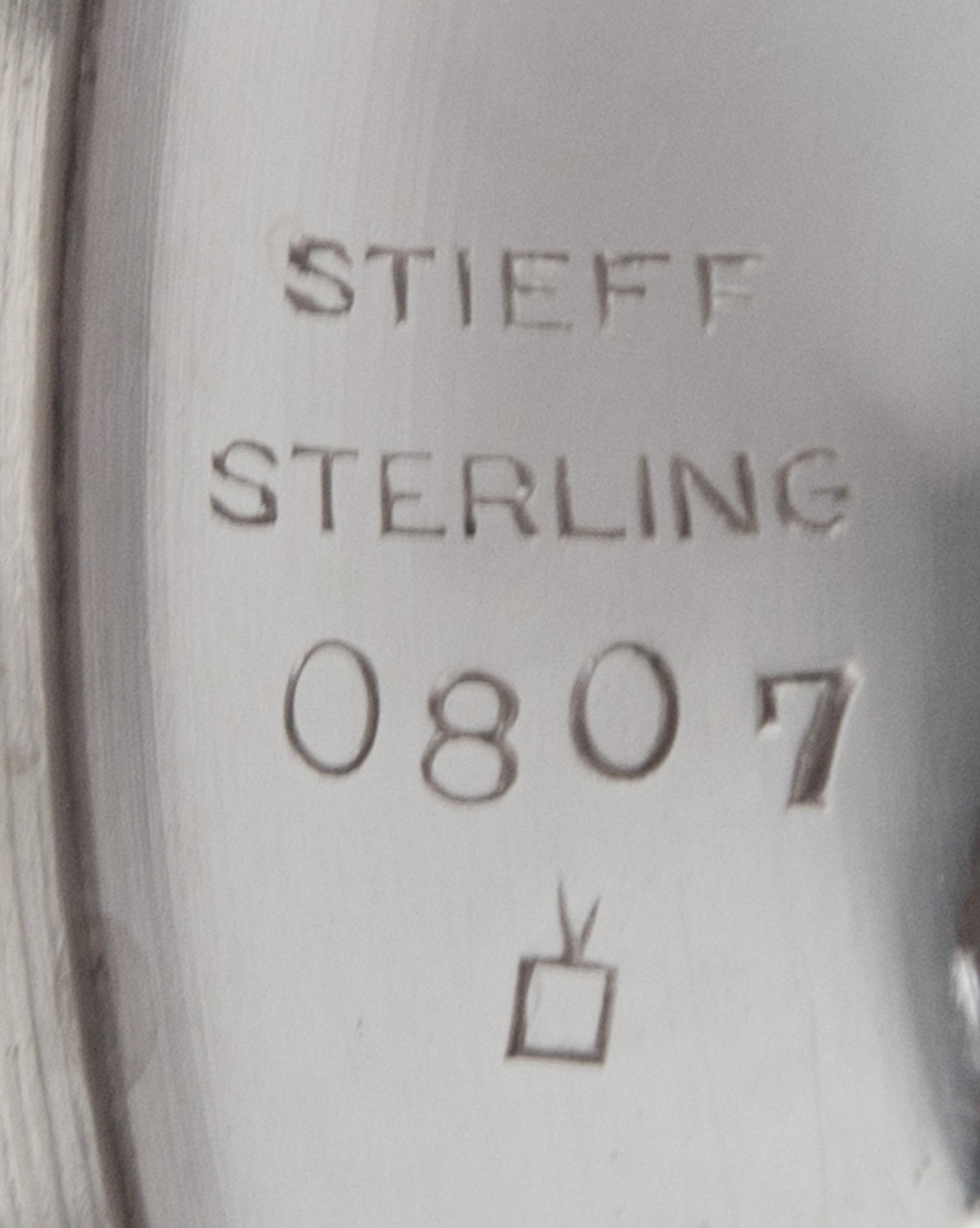 A Set of Eight American Silver Goblets, The Steiff Co., Baltimore, MD, each with engraved monogram PJG.
