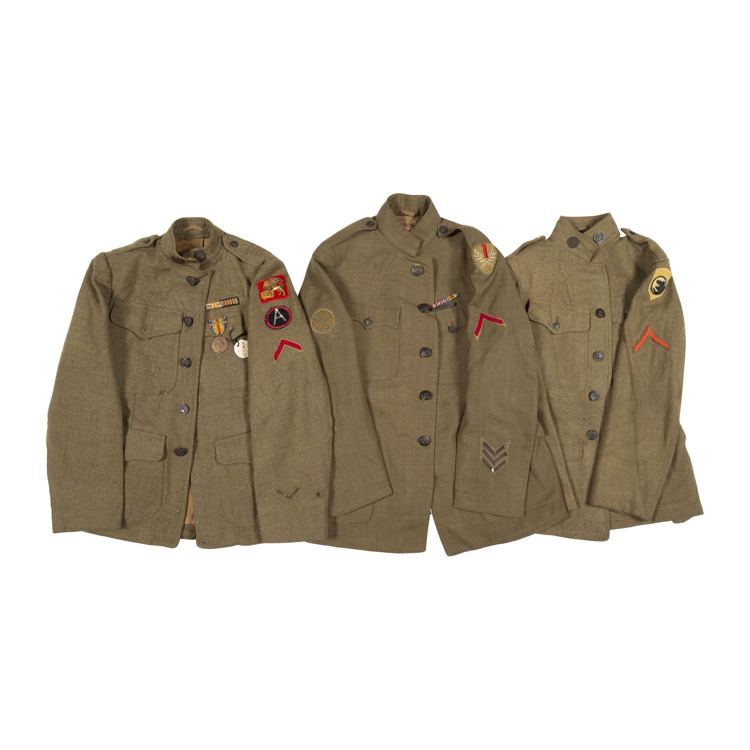 Group of 14th Infantry Division Jacket, 332nd Infantry Regiment, 1st Infantry Division Olive Branch Jacket