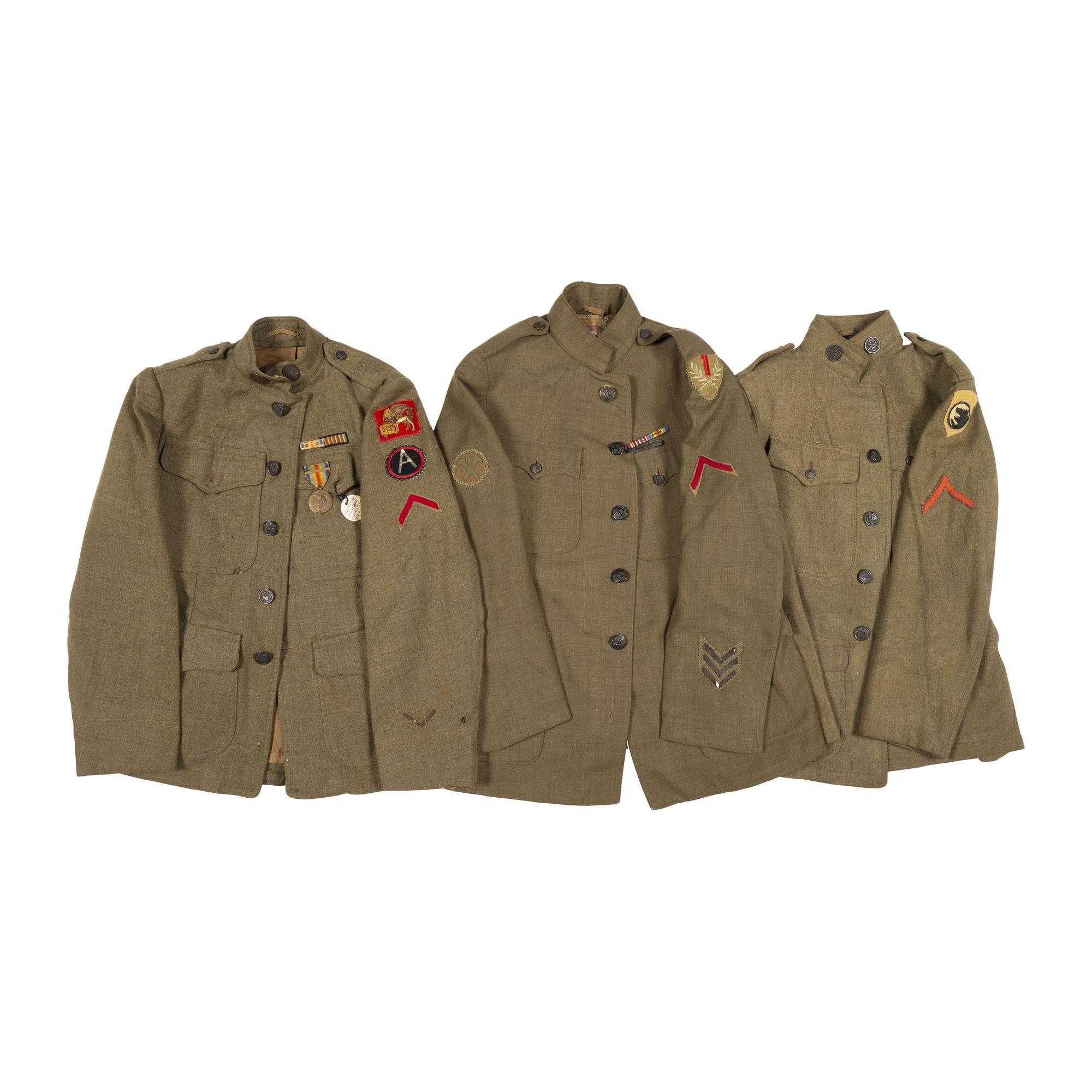 Group of 14th Infantry Division Jacket, 332nd Infantry Regiment, 1st Infantry Division Olive Branch Jacket