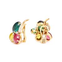 YELLOW GOLD, TOURMALINE AND DIAMOND CLIP EARRINGS