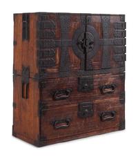 A Korean Iron-Mounted Wood Cabinet