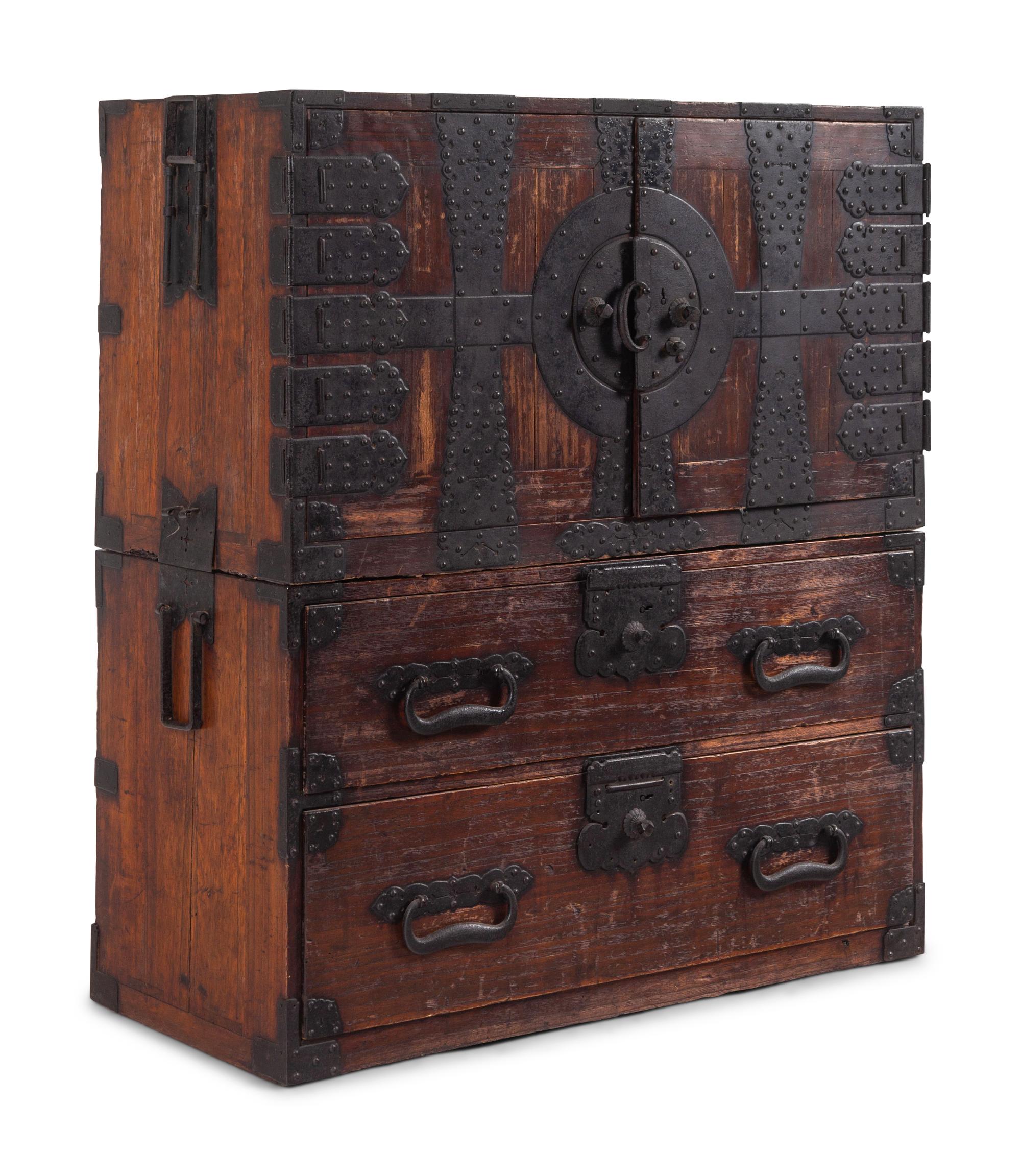 A Korean Iron-Mounted Wood Cabinet
