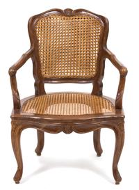 A Louis XV Style Walnut Fauteuil Height 33 x width 23 1/2 x depth 23 inches. — 20TH CENTURY