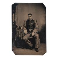 [LATE INDIAN WARS] - [WORLD WAR I]. A group of 8 photographs of soldiers, some armed, including CDVs and tintypes, comprising: