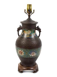 A Cloisonné Vase Mounted as a Lamp