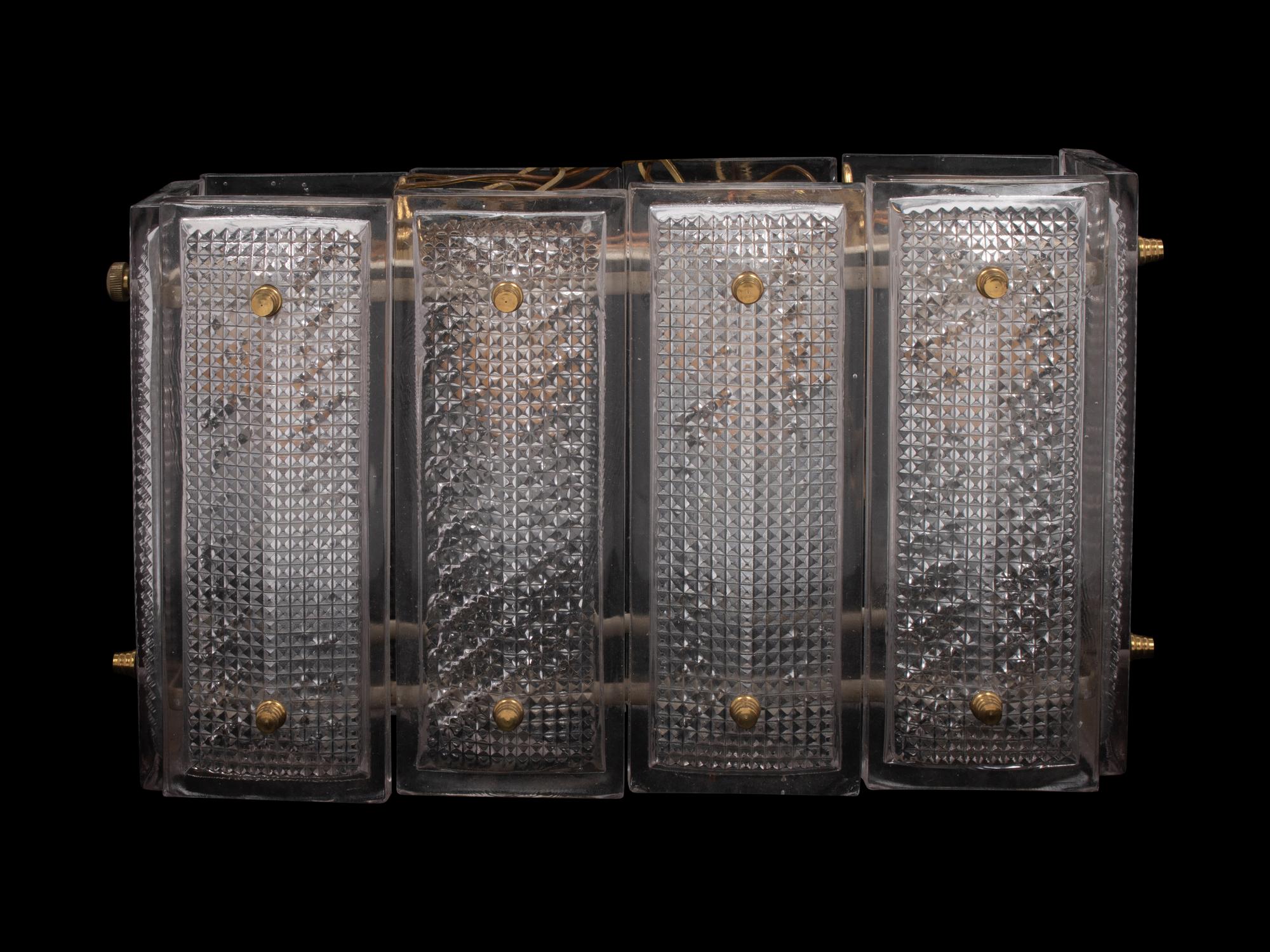 An Orrefors Rectangular Hanging Four-Light Fixture