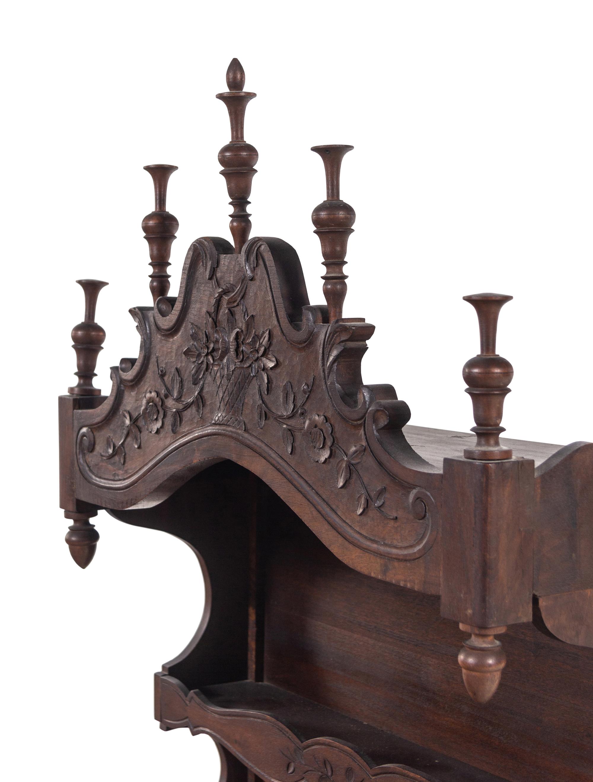 A French Provincial Walnut Hanging Étagère