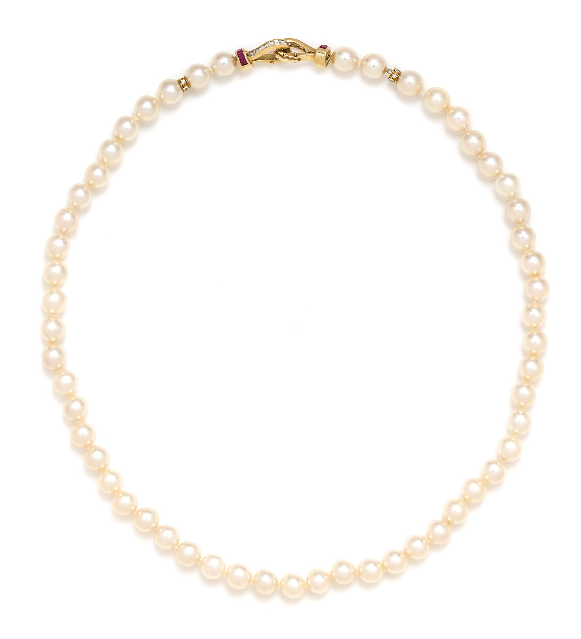 An 18 Karat Yellow Gold, Diamond and Cultured Pearl Convertible Necklace, Bernard Hurtig, 61.50 dwts.