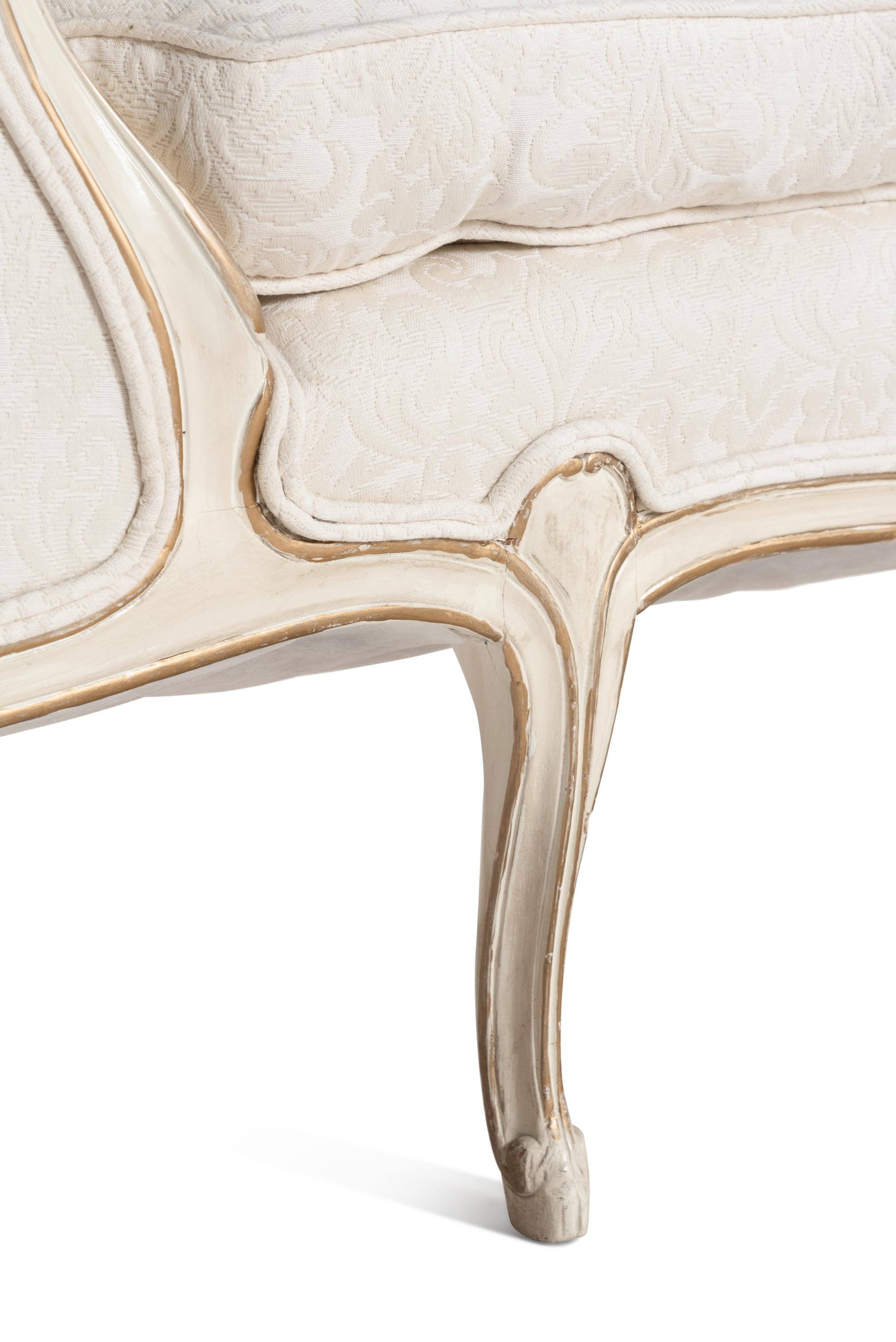 A Louis XV Style Cream-Painted Chaise Longue