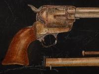 A Pair of Sgraffito Paintings of Pistols