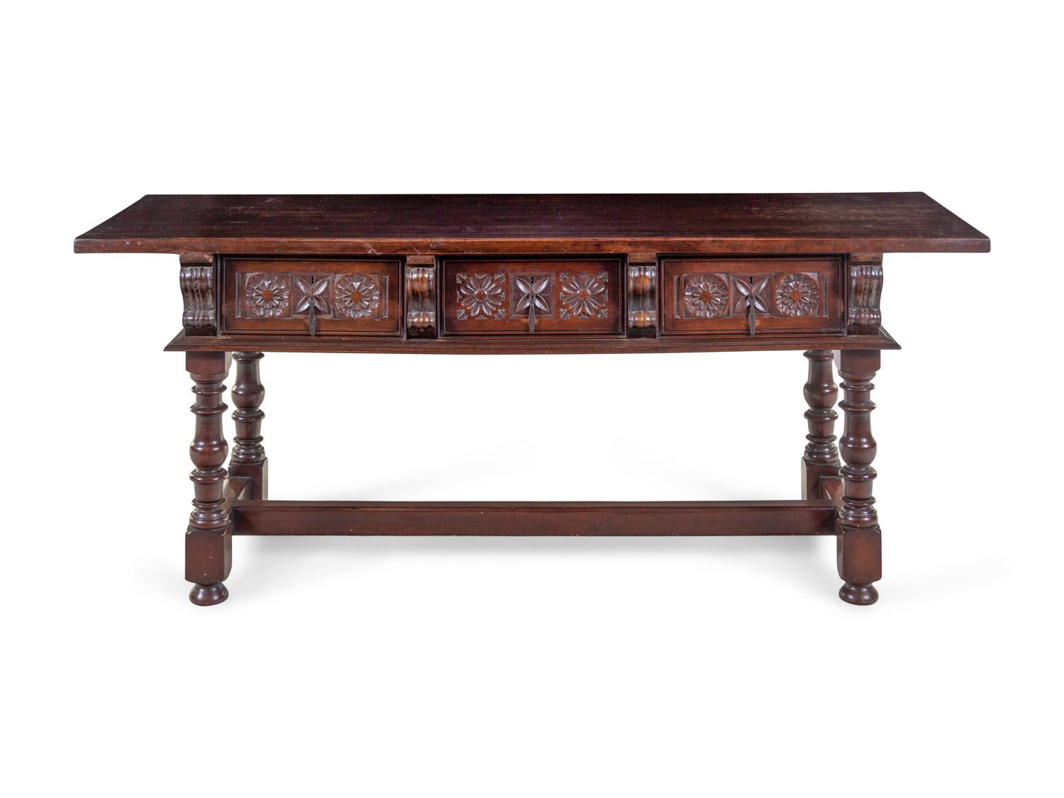 A Spanish or Italian Baroque Style Walnut Sideboard