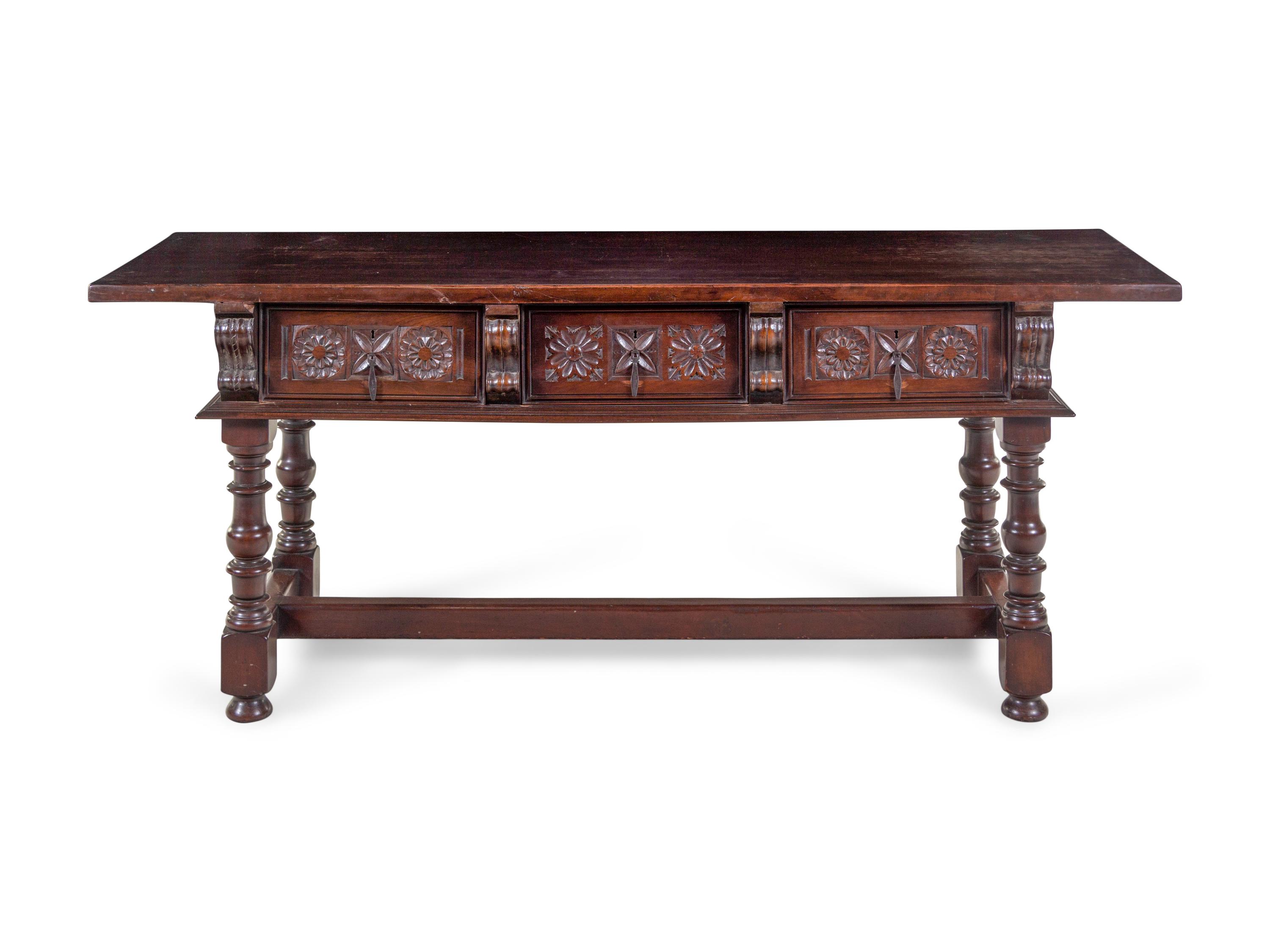A Spanish or Italian Baroque Style Walnut Sideboard