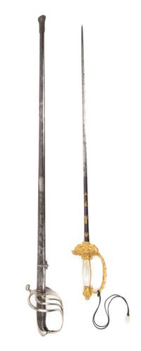 Five Continental Gilt Bronze Swords Length of longest 39 inches.